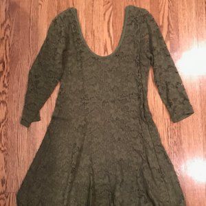 Free People Olive Green Eyelet Dress